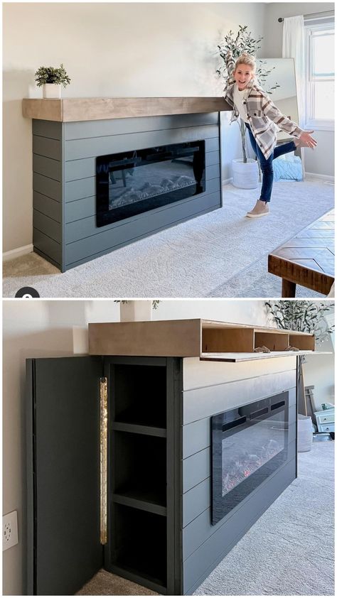 Fireplace Wall Ideas With Tv, Fireplace Wall Ideas, Hallway Table Decor, Room Color Combination, Living Room Wall Units, Build A Fireplace, Fireplace Tv Wall, Interior Design Per La Casa, Living Room Designs Small Spaces