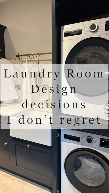 Double Laundry Room Washer And Dryer, Laundry Room Double Washer Dryer, Stacked Washing Machine And Dryer, Laundry Room Walls Ideas, U Shaped Laundry Room, Double Washer And Dryer Laundry Room, Washing Machine Area Ideas, Luxe Laundry Room, Stackable Washer Dryer Laundry Room