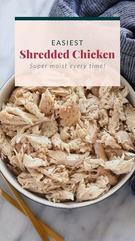 Wondering how to make the easiest shredded chicken? Look no further! This shredded chicken recipe is baked to perfection, and will easily become a meal-prep staple in your home. Slow Roasted Chicken Breast, Shredded Chicken Recipe, Perfect Chicken Breast, Easy Shredded Chicken, Slow Cooker Shredded Chicken, Make Shredded Chicken, Delicious Chicken Dinners, Slow Cooked Meat, Ways To Cook Chicken