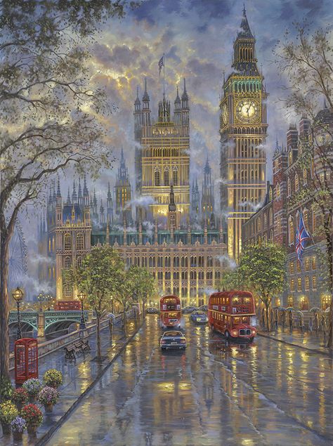 Britania Raya, Peisaj Urban, Westminster London, Fotografi Kota, London Night, Night Painting, London Street, London Eye, London Art