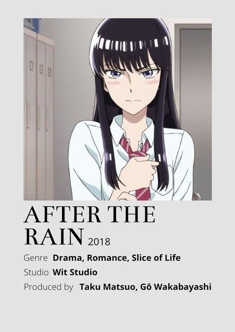 After The Rain Anime, Anime Rain, Rain Anime, Poster Information, Anime Minimalist Poster, Best Romance Anime, Anime Lock Screen Wallpapers, Anime Suggestions, Animes To Watch