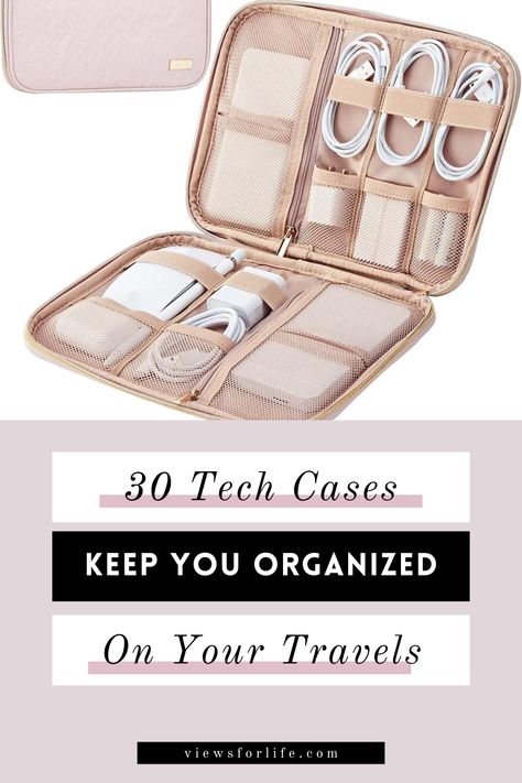 Organisation, Electronic Travel Organizer, Tech Travel Organizer, Tech Organizer Travel, Travel Electronics Organizer, Traveling For Work Tips, Ipad Travel Case, Electronics Travel Organizer, Travel Tech Organizer