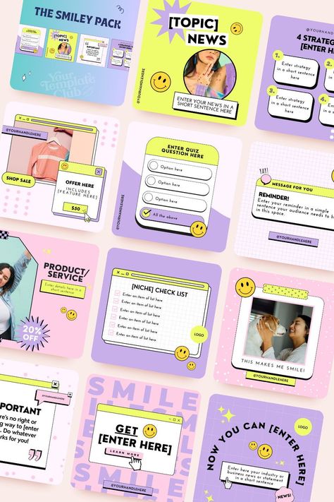 Make your Instagram posts stand out in the scroll with this fun set of Instagram video post templates that you can customize for your brand. These Canva templates for Instagram are designed to help you grow your Instagram engagement, conversions, and sales. 블로그 디자인, Instagram Grid Design, Instagram Branding Design, Social Media Branding Design, 타이포그래피 포스터 디자인, Templates For Instagram, Instagram Template Design, Social Media Ideas Design, Instagram Graphic