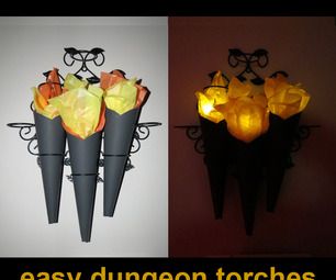 10 Minute Super Easy Dungeon Torches. I think I can see how to do this just by looking at it. It's very clever Medieval Room Decor Diy, Diy Medival Decorations, D And D Party Ideas, Mid Evil Party Ideas, Medieval Party Ideas Decoration, Dnd Themed Party Decor, House Of Dragons Party, Medival Decorations Diy, D And D Party