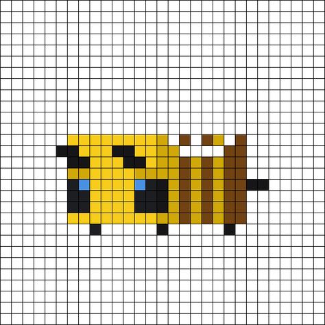 Minecraft Bee Cross Stitch, Bee Grid Pattern, Perler Bead Minecraft Bee, Minecraft Bee Pixel Art, Minecraft Kandi Pattern, Minecraft Bee Perler Beads, Pixel Art Bee, Bee Pixel Art, Drawing Bees