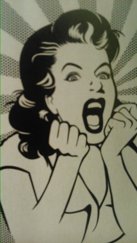 Lady Screaming, Screaming Lady, Screaming Drawing, Sick Drawings, Scared Face, Horror Cartoon, 50s Art, Pop Art Women, Comic Book Art Style