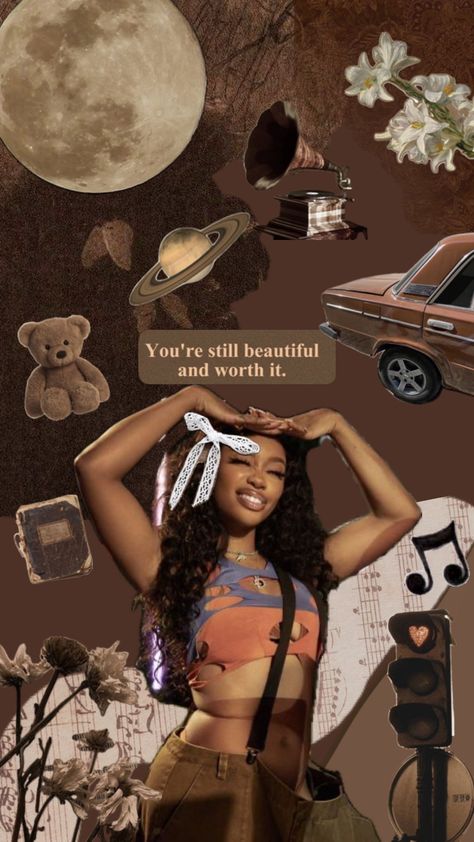 🐻brown, vintage, old, aesthetic, wallpaper, sza, singer, artist Sza In Blue, Old Aesthetic Wallpaper, Vintage Old Aesthetic, Sza Aesthetic Wallpaper Blue, Sza Collage, Baddie Core, Victoria Core, Sza Collage Wallpaper, Sza Aesthetic