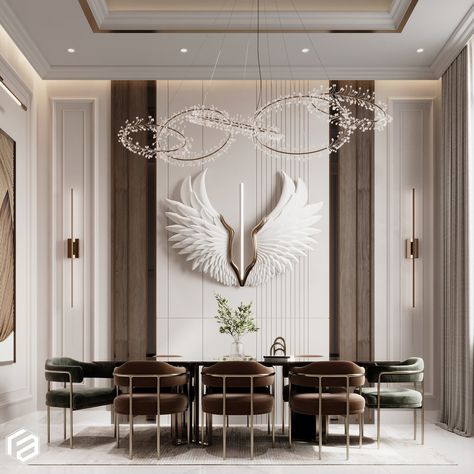 NEO CLASSIC DINNING ROOM Logos, Neo Classic Interior Design, Neoclassical Dining Room, Neo Classical Interiors, Neo Classic Interior, Neoclassical Interior Design, Dining Room Decor Modern, Classical Interiors, Corridor Design