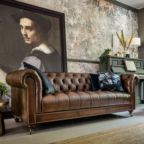 Chesterfield Sofa Living Room, Trendy Sofas, Tufted Leather Sofa, Leather Chesterfield Sofa, Leather Chesterfield, 5 Seater Sofa, Sofa Set Designs, Sofa Sets, Barker And Stonehouse