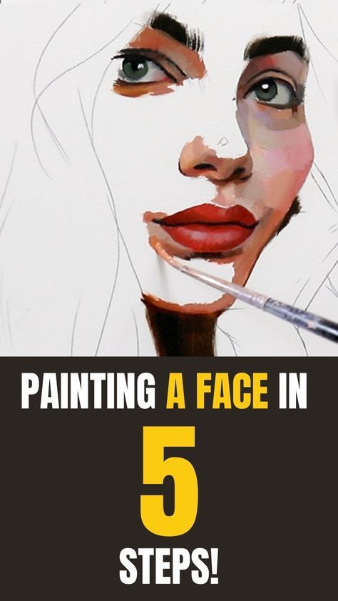 Painting a Face in 5 Steps with Oils Oil Painting Portrait Step By Step, Abstract Faces Painting, Painting Faces Tutorial, Easy Portrait Painting, Draw Faces Step By Step, Painting A Face, Acrylic Face Painting, Basic Portrait, Watercolor Portrait Tutorial