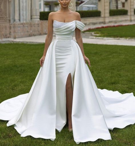 Excited to share the latest addition to my #etsy shop: White Wedding dress with detachable skirt #bridaldress #weddingdress #bride #weddinggown https://etsy.me/3ne9Ra0 Rooftop Wedding Dress Style, Detachable Train Prom Dress, 2 Skirt Wedding Dress, Wedding Dresses Removable Train, Satin Wedding Dress Detachable Skirt, Detachable Skirt Dress, Wedding Dresses With Attachable Skirt, Wedding Dress Attachable Skirt, Removable Wedding Dress Skirt