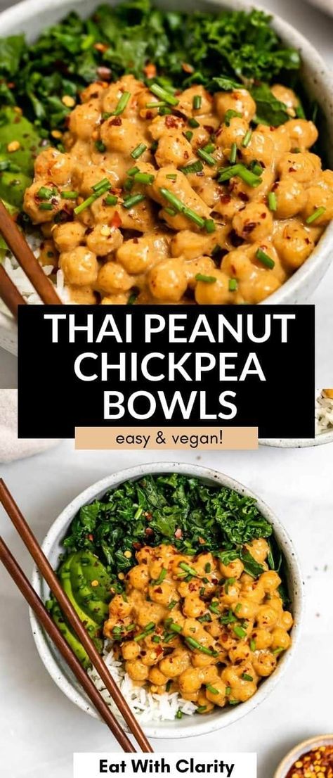 Peanut Chickpea, Veggie Buddha Bowl, Vegetarian High Protein, Veggie Bowls, Protein Dinner, High Protein Vegan, Chickpea Recipes, Veggie Bowl, Vegan Meal Prep