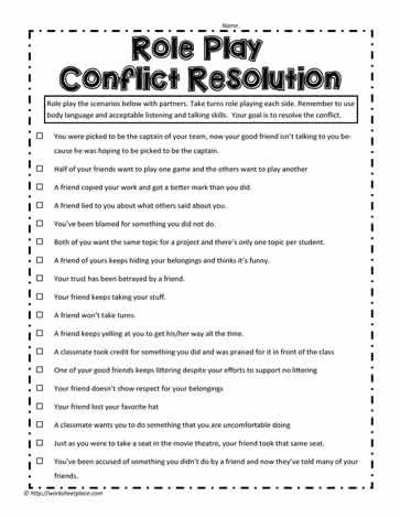 Role Play Examples Emotional Regulation Worksheets Free Printable, Social Skills Role Play Activities, Role Playing Activities For Kids, Conflict Resolution Activities For Kids, Frustration Tolerance Activities Kids, Conflict Resolution For Kids, Conflict Resolution Activities, Conflict Resolution Worksheet, Group Therapy Activities