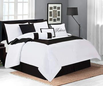 Bedding | For the Home | Big Lots Black Bedroom Set, Black Comforter Sets, Black Bedroom Sets, Dorm Comforters, Black White Bedrooms, White Wall Bedroom, Black Comforter, Black Rooms, New Bathroom Ideas