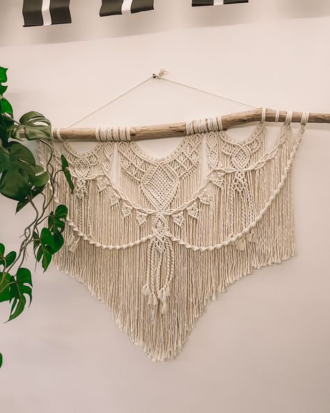 New Large Macrame Wall Hanging ✨ Handmade using 100% recycled cotton & natural driftwood 🐚 This piece is available now at @stingingweever or DM me for a custom order 🫶🏼 #macramewallhanging #fiberart #homedécor Driftwood Macrame, Wall Hanging Handmade, Large Macrame Wall Hanging, Large Macrame, Boho Macrame, Macrame Wall, Macrame Wall Hanging, Dm Me, Recycled Cotton