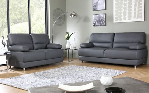 Grey leather couch