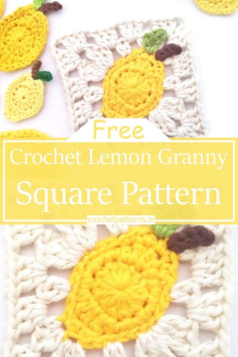 Crochet Lemon Granny Square Pattern Lemon Blanket Crochet, Lemon Crochet Blanket, Lemon Granny Square, Lemon Crochet, Crochet Lemon, Lemon Peel Stitch, Crochet Square Blanket, Infinity Scarf Pattern, Granny Square Pattern