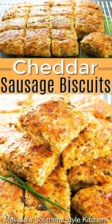 Cheddar Sausage Biscuits, Sausage Biscuits, Southern Breakfast, Brunch Breakfast, Homemade Biscuits, Savory Breakfast, Breakfast Breads, Sausage Breakfast, Breakfast Brunch Recipes