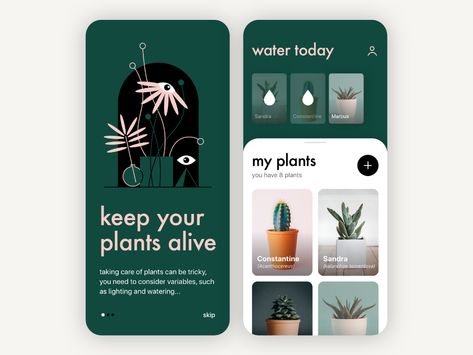 Plant Care App Concept by Olha Vdovenko on Dribbble Plant App Icon, Plant App, App Design Layout, Desain Ui, App Concept, App Interface Design, App Design Inspiration, App Interface, Ui Design Inspiration