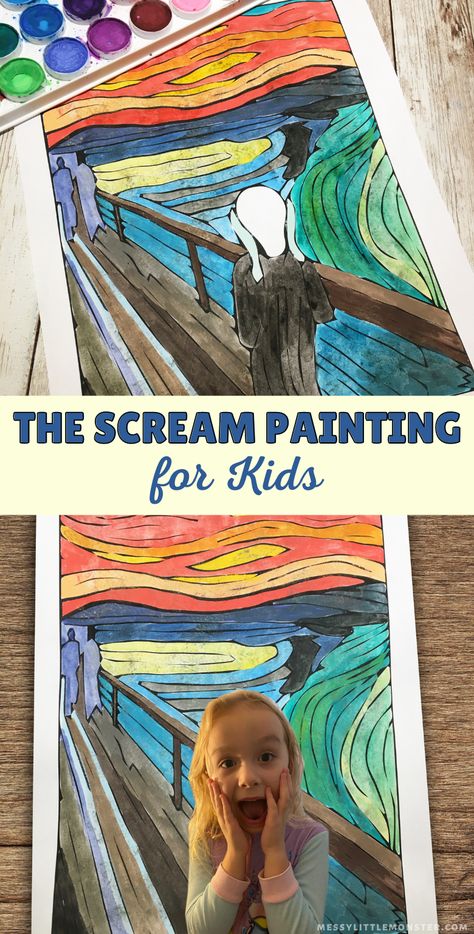 The Scream Art Project, Self Portrait Art For Kids, Art Portrait Ideas, Final Art Project Ideas, Art Project Elementary, Art Show Ideas, Final Art Project, Art School Projects, Le Cri Munch
