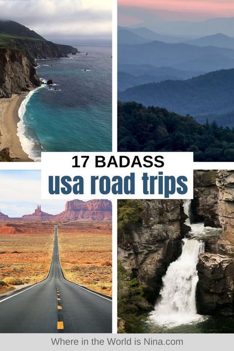 There's nothing better than an American road trip! Here are 17 AMAZING routes to get you stoked about road tripping the USA... Road Trip Map, Usa Roadtrip, East Coast Road Trip, Rv Road Trip, Road Trip Routes, Cross Country Road Trip, West Coast Road Trip, Road Trip Packing, American Road