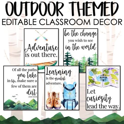 Outdoor Adventure Themed Classroom Decor -Classroom Design Adventure Classroom, Nature Classroom, Travel Theme Classroom, Themed Classroom Decor, Elementary Classroom Themes, Camping Classroom, Adventure Decor, Camping Theme Classroom, Book Bins