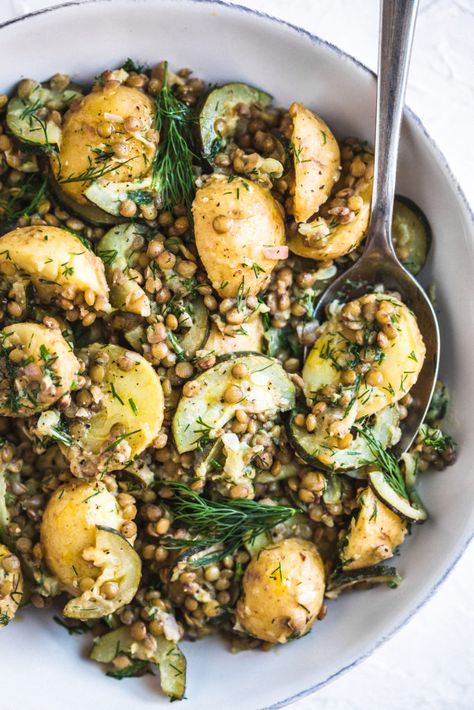 Potato Lentil Recipes, Lentil And Zucchini Recipes, Lentil Plant Based Recipes, Zucchini Lentil Recipes, Lentil Summer Recipes, Winter Plant Based Recipes, Vegan Salad Recipes Plant Based, Plant Based Lentil Recipes, Lentil Zucchini Recipes