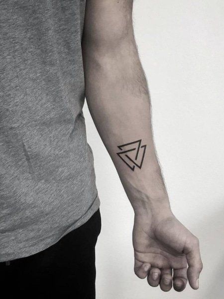 25 Badass Viking Tattoos Ideas for Men (2021) - The Trend Spotter Viking Tattoos Ideas, Valknut Tattoo, Viking Compass Tattoo, Viking Tattoos For Men, Traditional Viking Tattoos, Viking Rune Tattoo, Triangle Tattoo Design, Tattoos Ideas For Men, Viking Tattoo Symbol