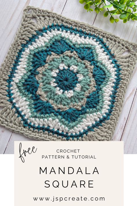 Make this beautiful Granny Square with free pattern and video tutorial Mandalas, Granny Square Mandala, Granny Square Patterns Unique, Creative Granny Square, Large Granny Square Pattern Free, Fun Granny Squares Free Pattern, Big Granny Square Pattern, Unique Granny Square Pattern, Mandala Granny Square