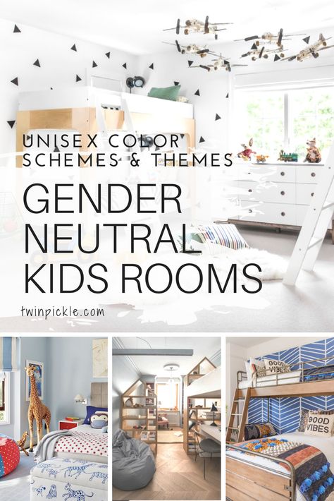 Are you looking for something a little more neutral than Barbie pink? Maybe your kids are sharing and want something everyone will love? Avoid the Disney stereotype and check out these gender neutral kids rooms and color schemes! #homedecor #momlife #color #kidsrooms #interiors Gender Neutral Kids Room Shared, Neutral Kids Rooms, Kids Room Shared, Gender Neutral Bedroom Kids, Neutral Kids Bedroom, Gender Neutral Bedrooms, Sharing A Room, Gender Neutral Kids Room, Sibling Room