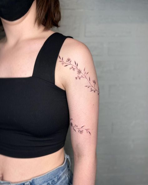 fine line tattoo vines • Instagram Forearm Tattoos Fine Line, Wildflower Vine Tattoo, Tattoo Vines, Edmonton Tattoo, Around Arm Tattoo, Vines Leaves, Vine Tattoo, Cuff Tattoo, Fern Tattoo