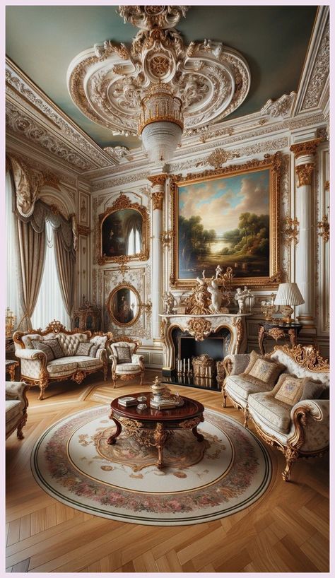 [SponsoredPost] A Living Room Filled With Furniture And A Painting, Lavish Rococo Baroque Setting, Ornate Furniture, Rococo And Baroque Styles, Elegant And Ornate, Neoclassical Style, Victorian Room, Exquisitely Ornate, Elegant Interior, Neo - Classical Style, Marble Room, Extremely Opulent, Luxurious Environment, White Elegant Baroque Design, Interior Of A Victorian House, Inside A Grand Ornate Room #Elegantinteriors #Rococorevival #Baroquebeauty #royalluxurybedroomdesign Royal Luxury Bedroom Design, Rococo Interior Design, Baroque Interior Design, Rococo Interior, Neoclassical Furniture, Victorian Room, Baroque Interior, Deco Baroque, Chateaux Interiors