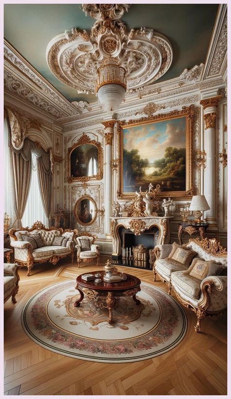 [SponsoredPost] A Living Room Filled With Furniture And A Painting, Lavish Rococo Baroque Setting, Ornate Furniture, Rococo And Baroque Styles, Elegant And Ornate, Neoclassical Style, Victorian Room, Exquisitely Ornate, Elegant Interior, Neo - Classical Style, Marble Room, Extremely Opulent, Luxurious Environment, White Elegant Baroque Design, Interior Of A Victorian House, Inside A Grand Ornate Room #Elegantinteriors #Rococorevival #Baroquebeauty #royalluxurybedroomdesign Royal Luxury Bedroom Design, Baroque Bedroom, Rococo Interior Design, Baroque Interior Design, Rococo Interior, Victorian Room, Baroque Interior, Deco Baroque, Chateaux Interiors