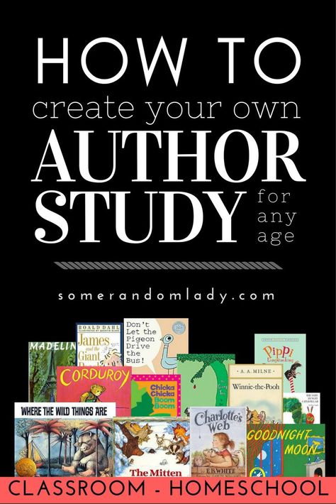 How to create an author study. Benefits of a book based unit study, how to create your own, and links to author studies by Some Random Lady. Resource Room, Homeschool Apps, Secular Homeschool, Geography For Kids, Author Study, Language Art Activities, Author Studies, Library Lessons, 2nd Grade Reading