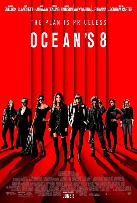 OCEAN'S 8 starring Sandra Bullock, Cate Blanchett, Anne Hathaway, Mindy Kaling, Sarah Paulson, Awkwafina, Rihanna & Helena Bonham Carter | In theaters June 8, 2018 Ocean 8 Movie, Debbie Ocean, Ocean's Eight, Oceans Eight, Tam Film, Danny Ocean, Oceans 8, The Heist, رعب نفسي