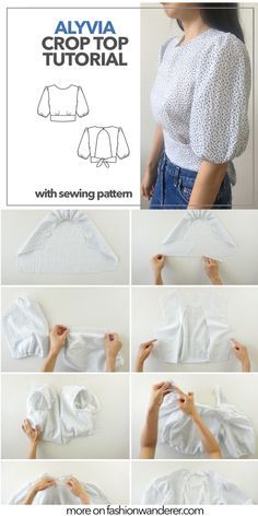 Start a new hobby Sew Ins, Pola Lengan, Haine Diy, Diy Tops, Top Sewing, 자수 디자인, Blouse Diy, Diy Sewing Pattern, Sewing Design