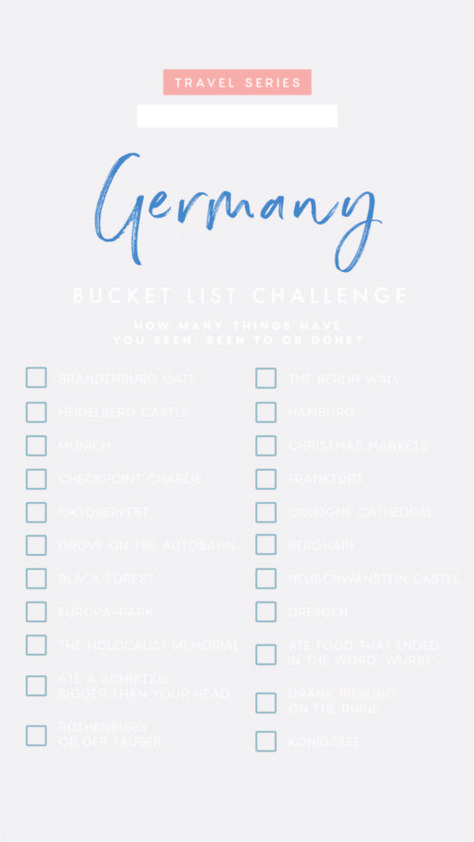 What To Do In Germany, Template Kelseyinlondon, Travel Instagram Story, Germany Bucket List, Things To Do In Germany, Places In Germany, Travel Bucket Lists, List Challenges, Travel Germany
