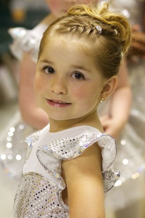 Dance Recital Hair | Recital hairstyles, Flower girl ... #weddinghairstyles #hairstyles Dance Recital Hair Ponytail, Ballet Recital Hair For Kids, Dance Picture Hair, Hair For Dance Pictures, Hair Styles For Dance Recital, Hair For Dance Recital, Ballet Recital Hair, Toddler Dance Recital Hair, Ballerina Hairstyles Kids