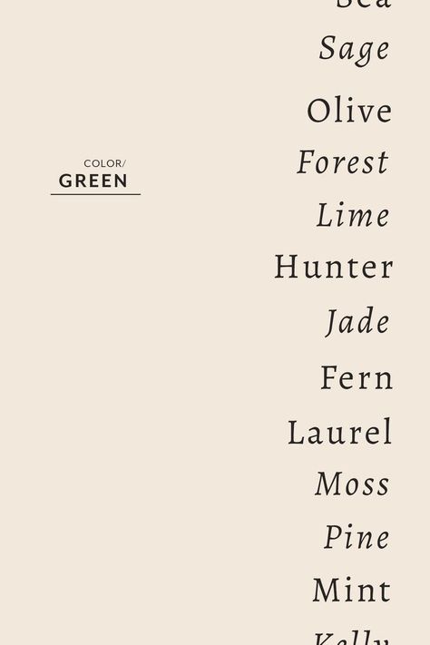 Logos, Words To Use Instead, Sage Forest, Design Vocabulary, Descriptive Language, Illustrator Typography, Forest Moss, The Color Green, Green Sage