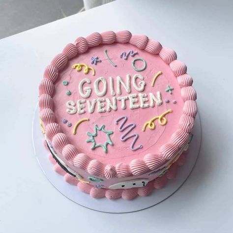 Hot Birthday Cake, Going 17 Cake, Funny Sweet 16 Cakes, Minimalists Cakes, Cake Designs 16, Seventeen Themed Cake, Seventeen Bday Cake, Going Svt Cake, Going Seventeen Cake Design
