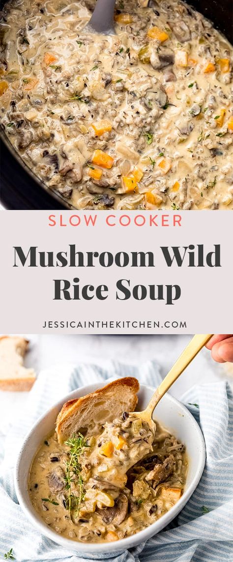 Thermomix, Essen, Mushroom Soup Crockpot, Wild Rice Soup Crockpot, Wild Rice Soup Slow Cooker, March Meals, Mushroom Wild Rice Soup, Slow Cooker Pumpkin Soup, Mushroom Wild Rice