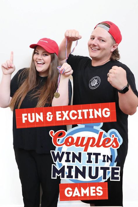 Minute It To Win It Games For Adults, Partner Games For Parties, Men Vs Women Game Night, Fun Games For Couples Parties, Partner Minute To Win It Games, Minute To Win It Games For Couples, One Minute Party Games For Couples, Minute To Win It Relay Games, Group Games For Married Couples