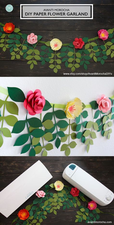 This Paper Flower Garland is a perfect decoration to bring color to a room. Diy Garland Paper, Construction Paper Flowers, Paper Flower Garland, Flower Garland Diy, Diy Dream Catcher, Diy Girlande, Paper Flower Garlands, Diy Paper Flower, Buat Pita