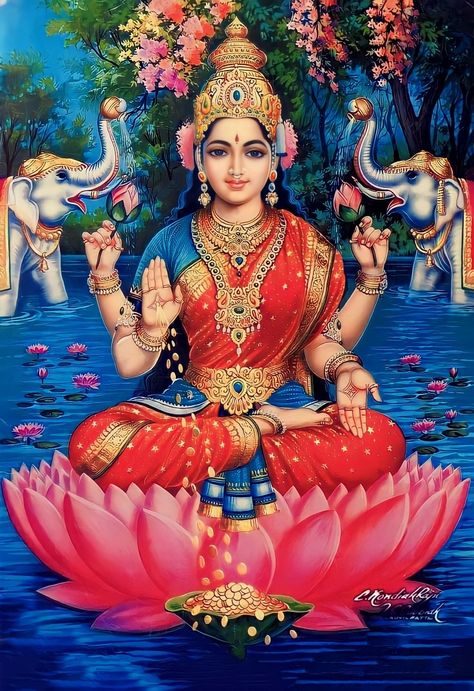 Gaja Lakshmi Tanjore Painting, Maha Laxmi Goddesses, Laxmi Goddess Wallpapers, Mahalakshmi Goddesses, Lakshmi Wallpaper, Godess Laxmi, Gaja Lakshmi, Hindu Gods And Goddesses, Lakshmi Photos