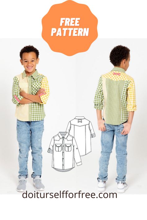 Couture, Molde, Boys Sewing Patterns Free, Winter Sewing Patterns, Girls Pdf Sewing Patterns, Boys Clothes Patterns, Boys Shirts Pattern, Toddler Sewing Patterns, Boys Sewing Patterns