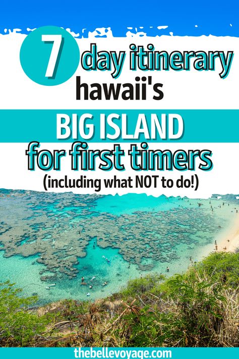 If you're going to the Big Island of Hawaii, this 7 day Big Island itinerary will walk you through exactly how to spend your time on Hawaii's largest island! Plan your Hawaiian vacation with these Hawaii travel tips for the best things to do, where to stay, and what to eat for the best food on the Big Island. This Hawaii travel guide also includes tips on what to pack for Hawaii. #hawaii #travel #itinerary Top Things To Do In Hawaii, Best Place To Visit In Hawaii, Big Island Hawaii Travel Guide, Big Island East Side, Hawaii Main Island Bucket Lists, Things To Do Kona Hawaii, Must Do Big Island Hawaii, Big Island Hikes Hawaii, Planning A Trip To Hawaii