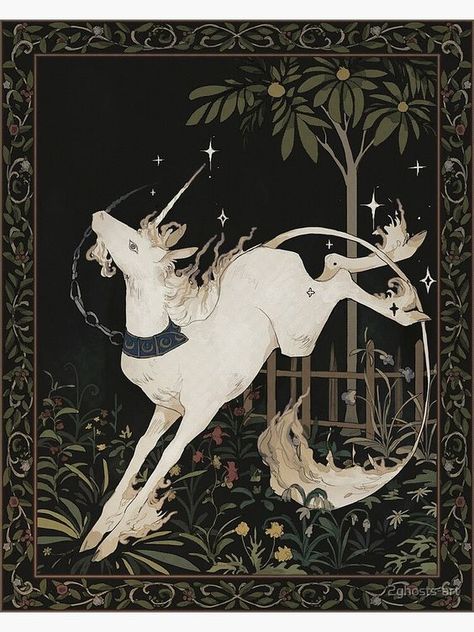 "unicorn out of captivity" Photographic Print by 2ghosts-art | Redbubble Unicorn Alphabet, Unicorn Tattoos, Last Unicorn, Unicorn Illustration, The Last Unicorn, Alphabet Clipart, Unicorn Art, Cute Unicorn, Medieval Art