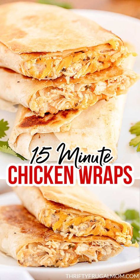 Shredded Chicken Recipes Easy, 15 Minute Chicken, Wraps Recipes Easy, Easy Shredded Chicken, Chicken Wrap Recipes, Chicken Lunch, Healthy Food Menu, Shredded Chicken Recipes, Lost 100 Pounds