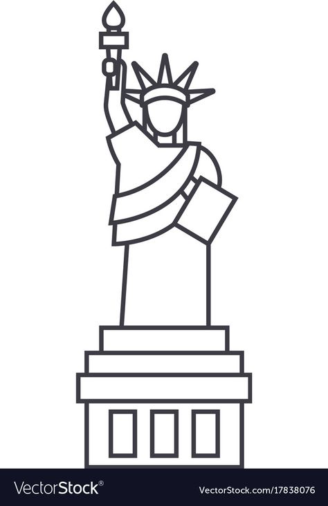 Statue Of Liberty Simple Drawing, The Statue Of Liberty Drawing, Statue Of Liberty Clipart, How To Draw The Statue Of Liberty, New York Easy Drawing, New York Statue Of Liberty Drawing, History Related Drawings, Statue Drawing Easy, Statue Of Liberty Drawing Easy