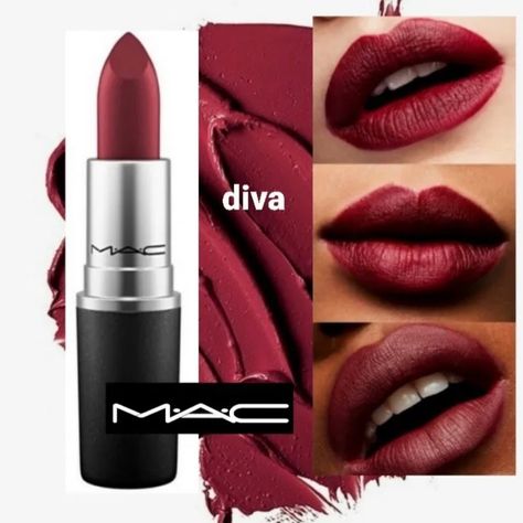 Bnib - Never Used Mac Cosmetics Lipstick Color: Diva (Has A Little Condensation From It Just Being Stored Which Is Normal) Mac Liquid Lipstick, Mac Red Lipsticks, Mac Diva, Mac Diva Lipstick, Burgundy Lipstick, Matte Lipstick Colors, Hot Lipstick, Mac Cosmetics Lipstick, Luxury Lipstick